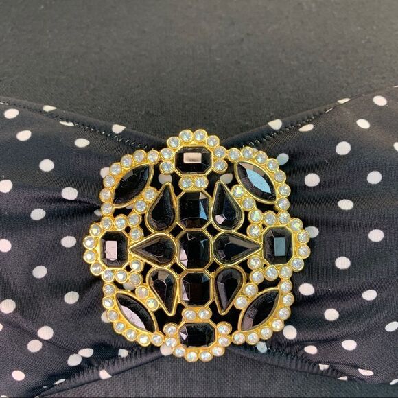 Victoria Secret polkadot bandeau bikini top black white gem rhinestone jewelled - Picture 4 of 8